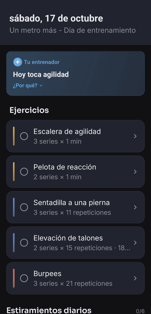 Pantalla de la app Drillr