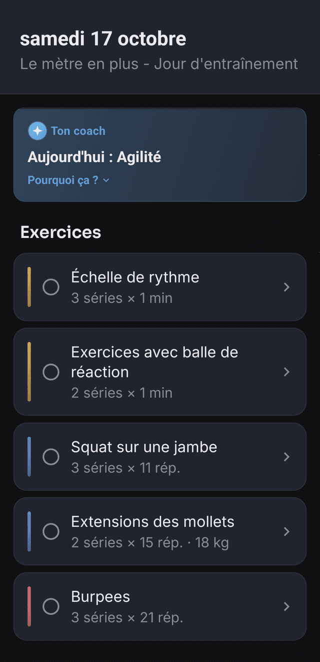 Écran de l'appli Drillr